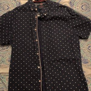 Denim and Flower Short sleeve Dress Shirt